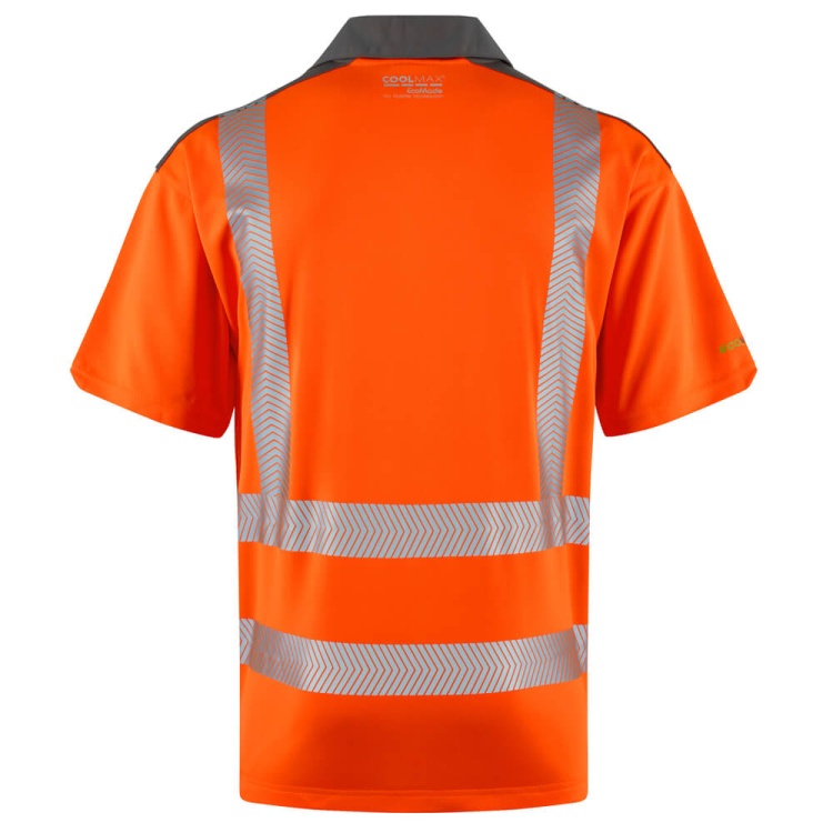 Leo Workwear P12-O-LEO Trimstone EcoViz Coolmax High Performance Polo Shirt Orange